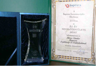  Az év nevelőtestülete 2013-ban: Illéssy Sándor Baptista Szakközép- és Szakiskola